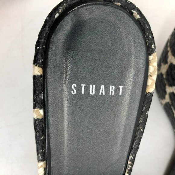 Stuart Weitzman Clipper Giraffe print platform wedge slides black leather size X - Picture 4 of 12